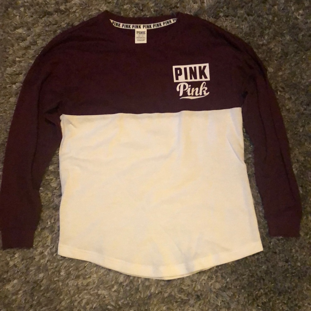 Pink varsity style crew